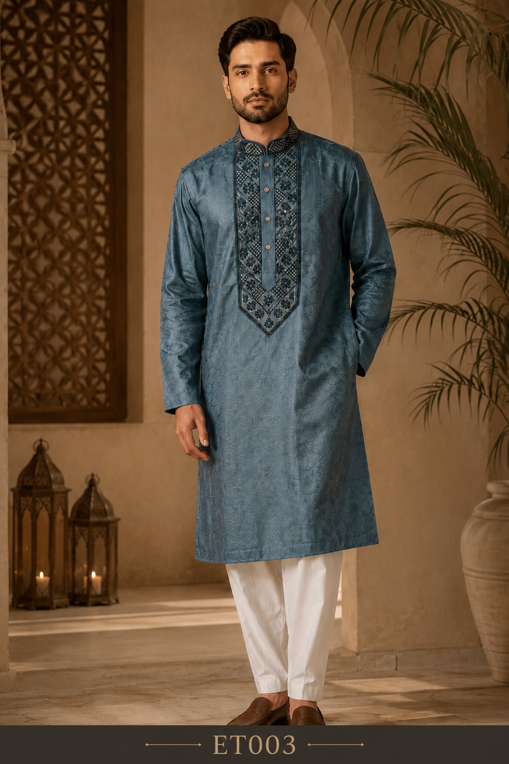 Smoky teal panjabi