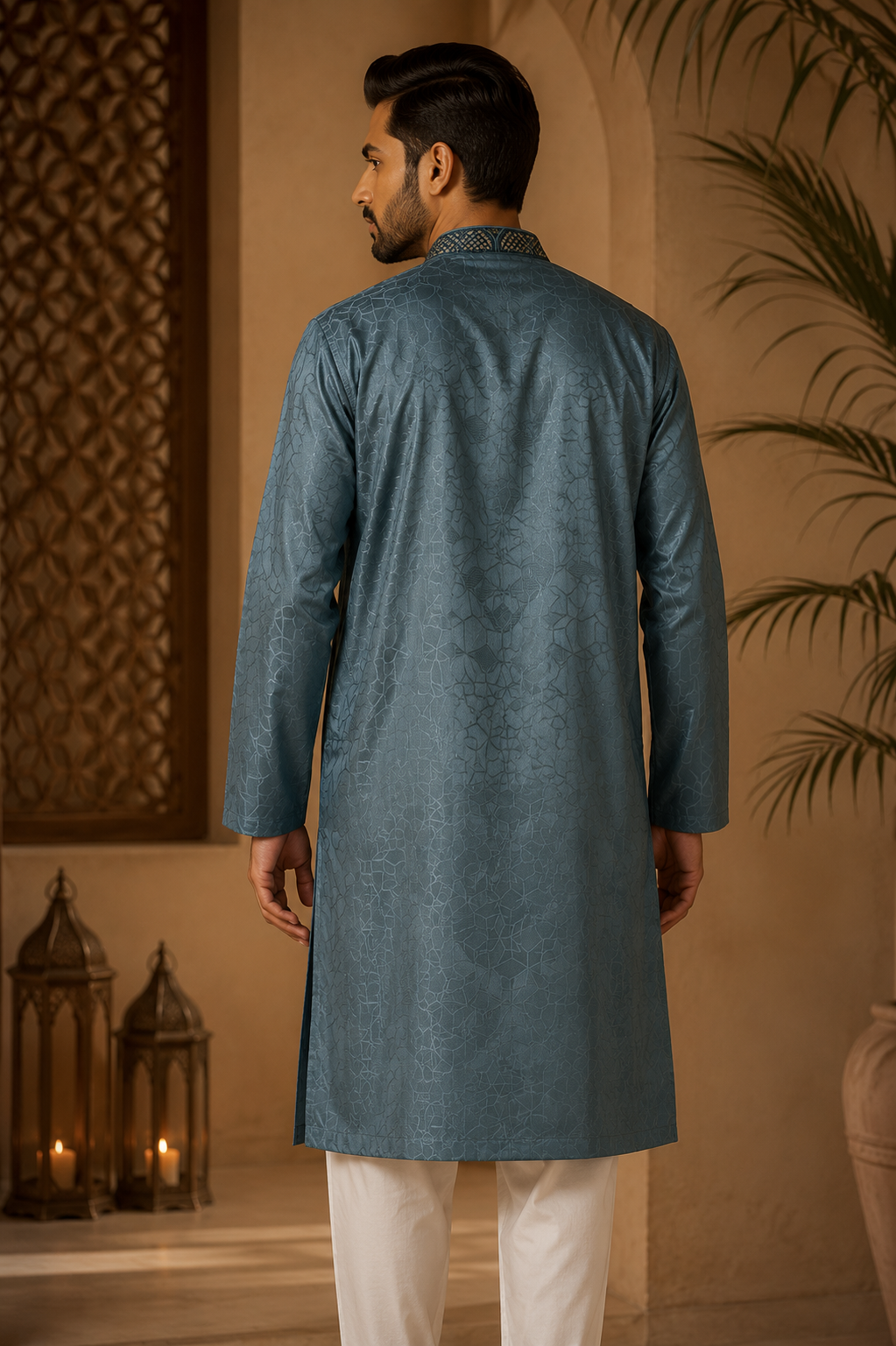 Smoky teal panjabi