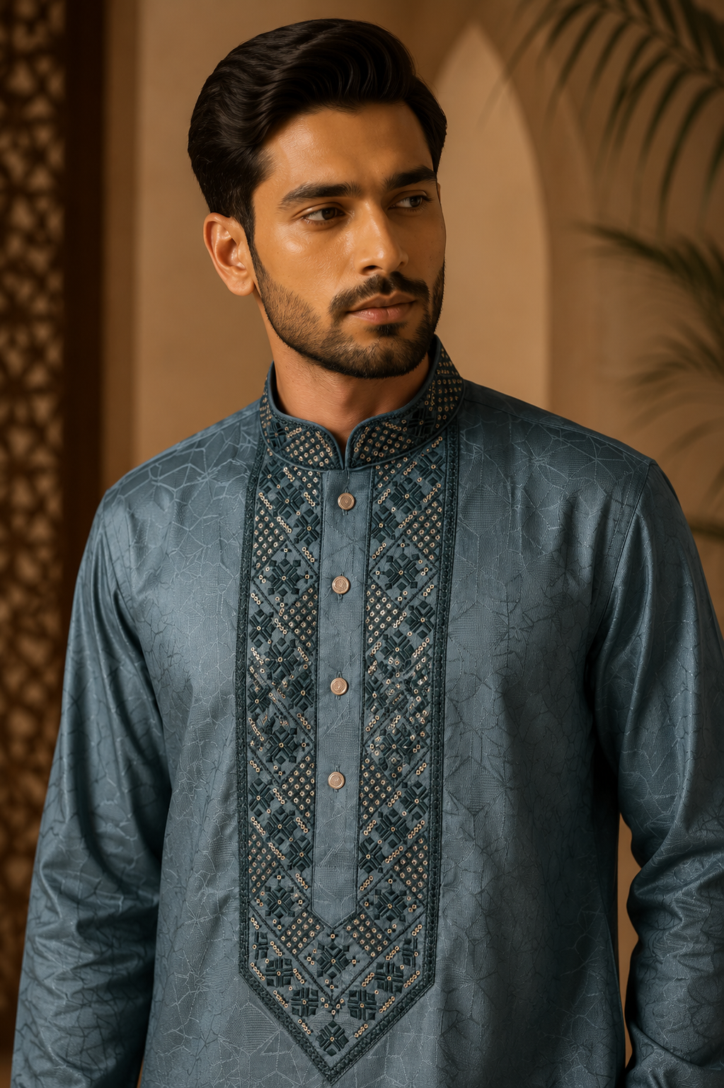 Smoky teal panjabi