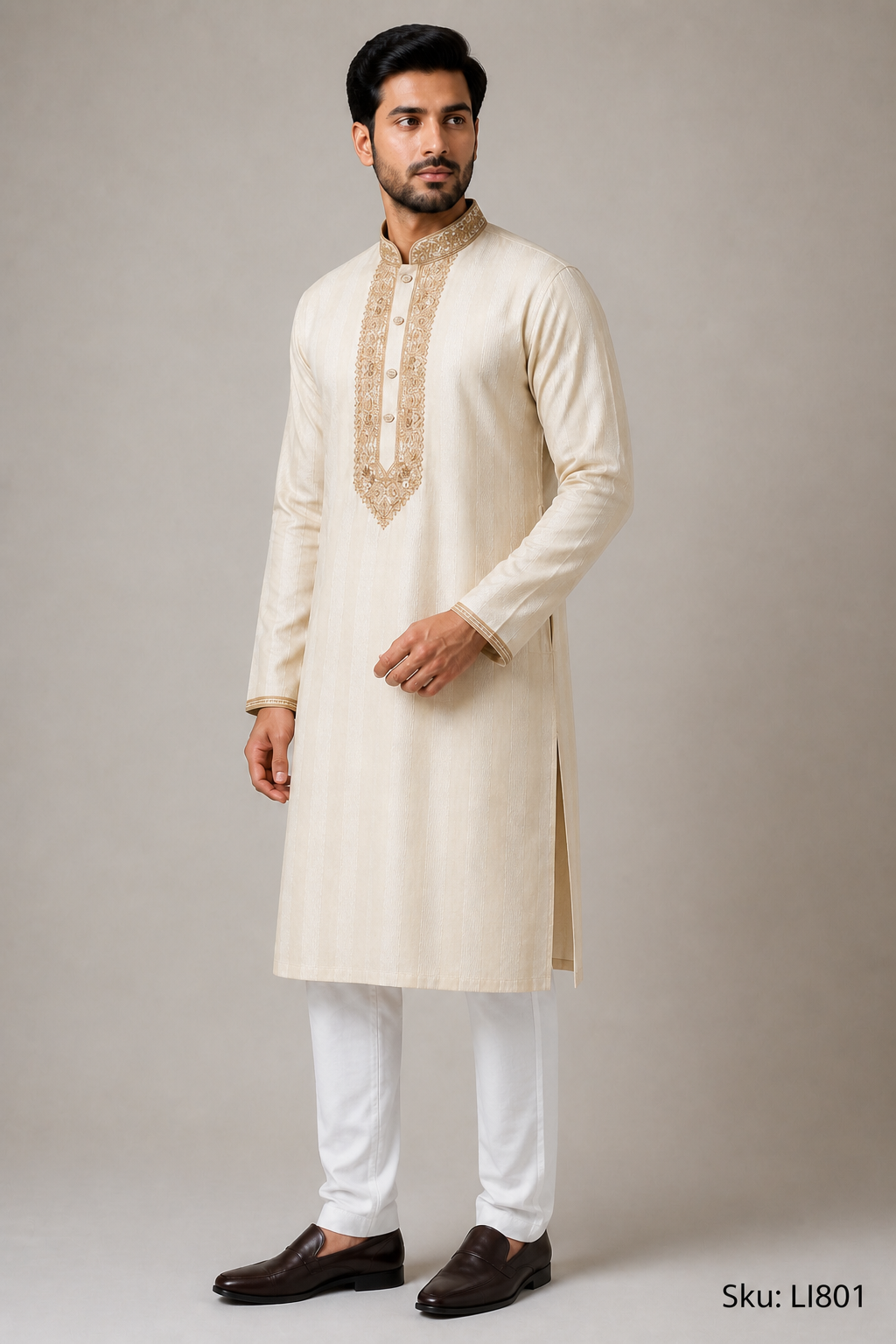 Elegant Ivory Embroidered Panjabi