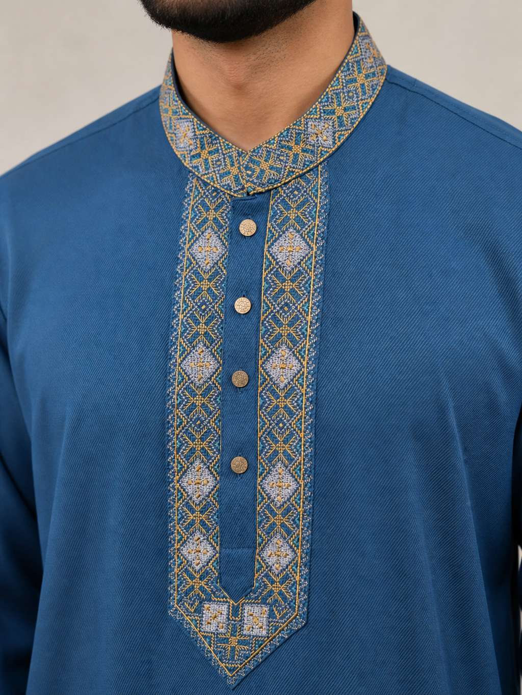 Royal Blue Embroidered Premium Panjabi