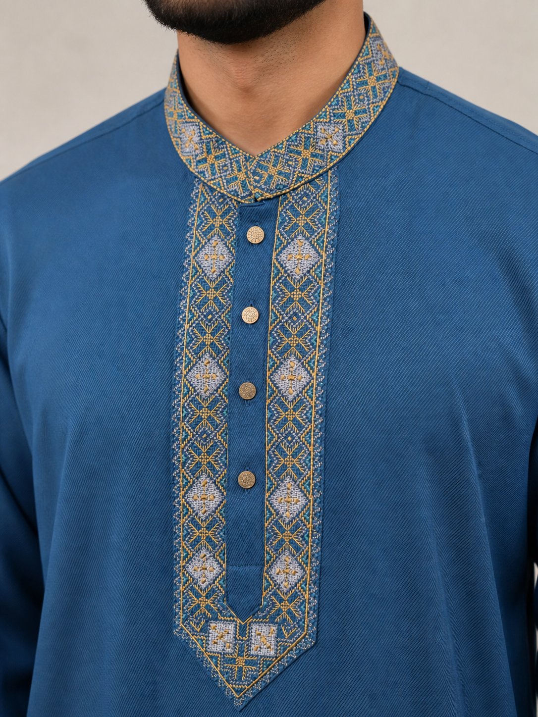 Royal Blue Embroidered Premium Panjabi
