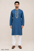 Royal Blue Embroidered Premium Panjabi