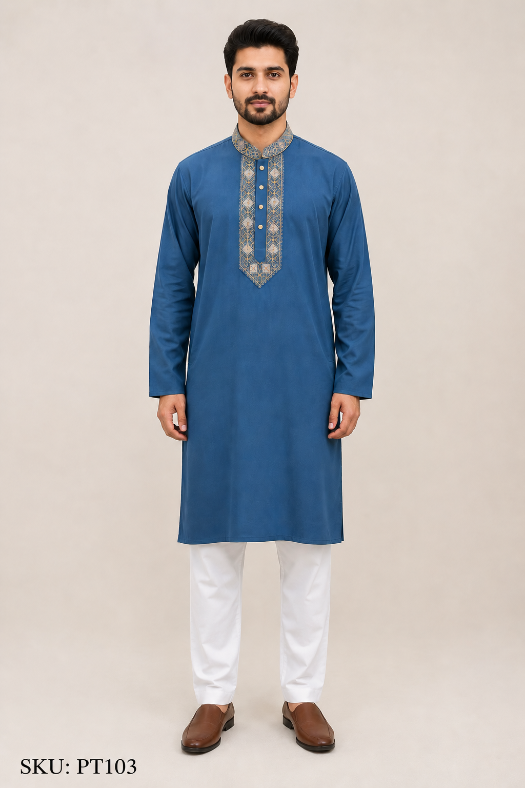 Royal Blue Embroidered Premium Panjabi