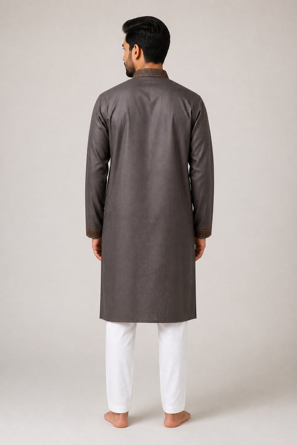 Midnight Coffee Embroidered Premium Panjabi