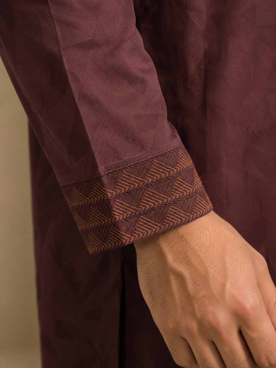 Maroon Jacquard Men’s Panjabi