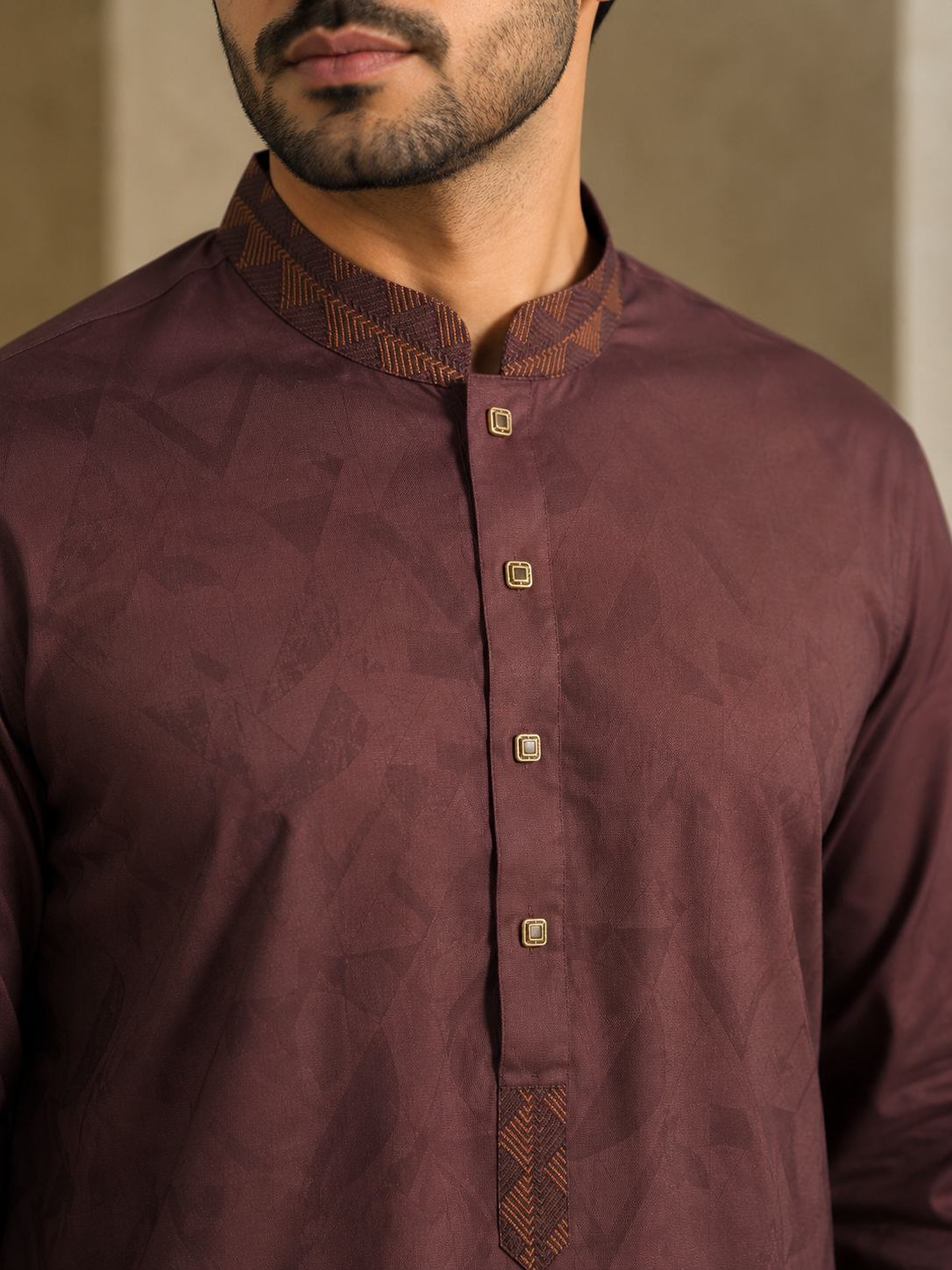 Maroon Jacquard Men’s Panjabi