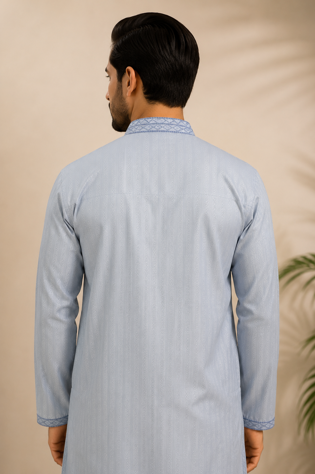 Light Blue Jacquard Men’s Panjabi