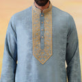 Steel Blue Embroidered Panjabi