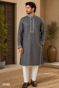 Men’s Charcoal Grey Embroidered Panjabi / Kurta