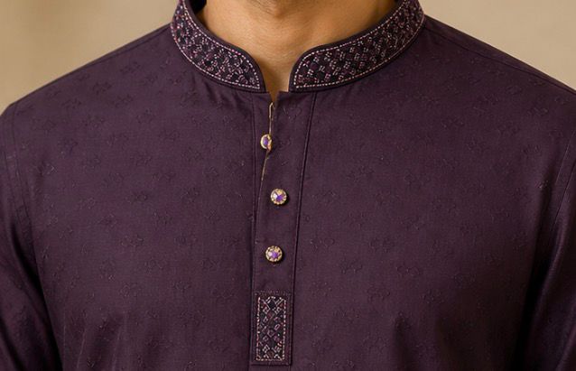 Men’s Deep Purple Embroidered Panjabi / Kurta