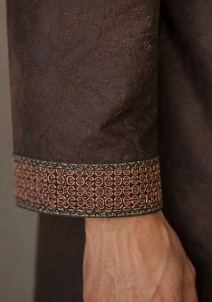 Men’s Dark Brown Embroidered Panjabi / Kurta