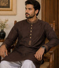 Men’s Dark Brown Embroidered Panjabi / Kurta
